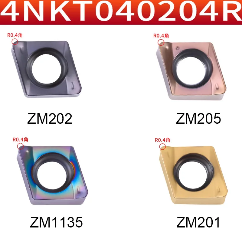 Doppio lato 4 bordi di taglio 4NKT040204R Inserto in metallo duro Fresa in metallo ad avanzamento rapido Carburo di tungsteno 4NKT040204R-M Supporto rapido
