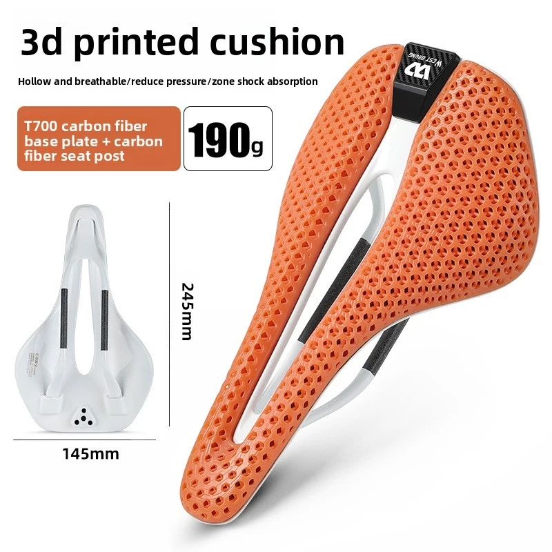 

WEST BIKING T700 Carbon Fiber 3D Printed Bike Saddle Lightweight Breathable Seat