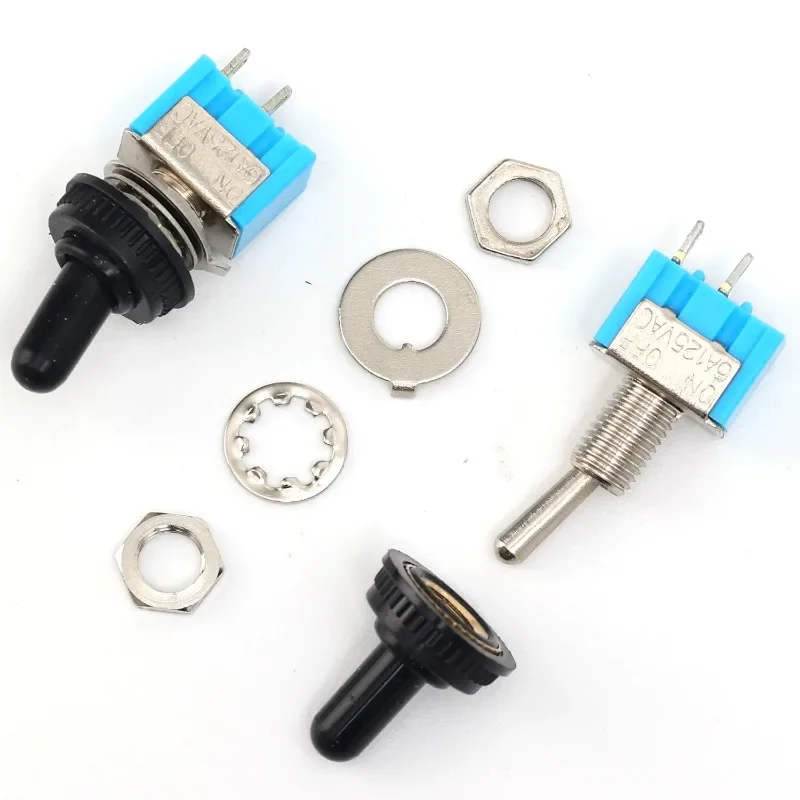1-10PCS Blue Micro Toggle Switch for Motorcycles Boat Supplies Tools MT-S101 2 Pin Mini Toggle Button Switch Accessories
