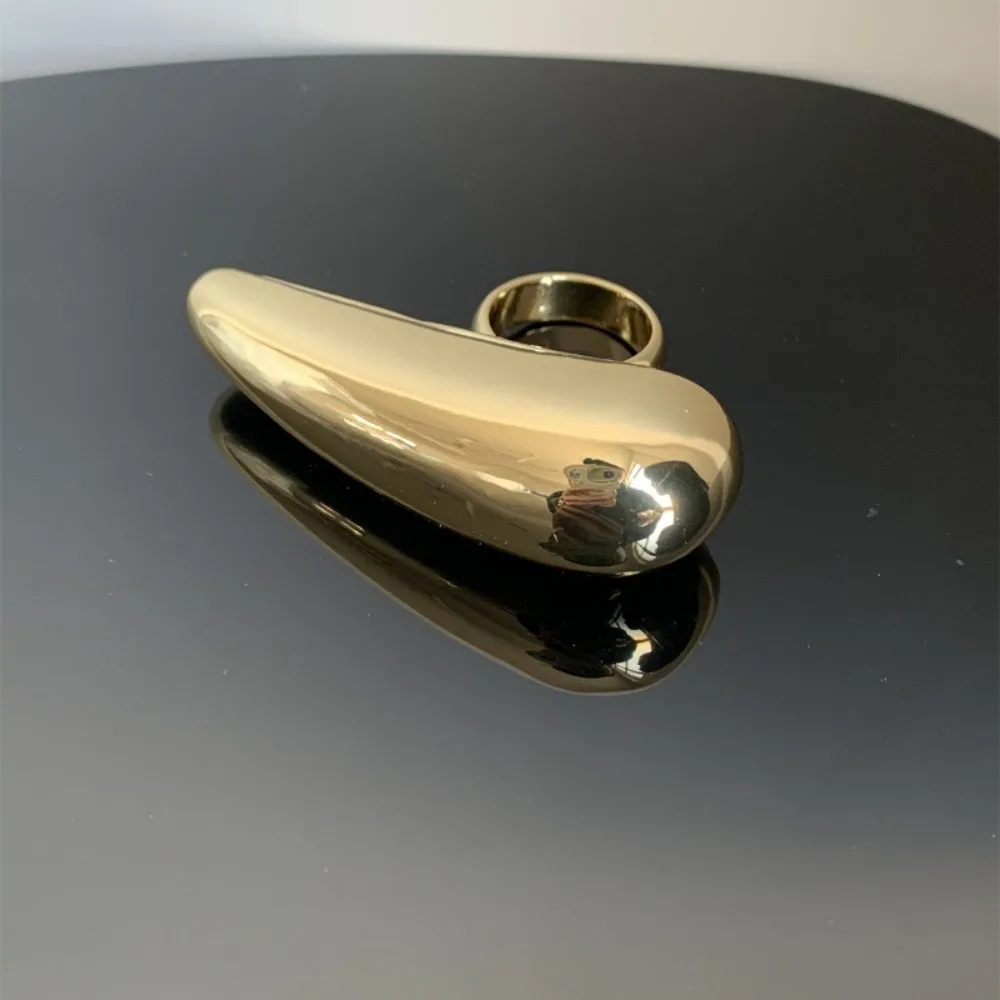 Exaggerated Geometric Gold Sliver Color Large Water Drop Ring Big Luxury Punk Vintage Jewelry 2024 New Trend for Women
