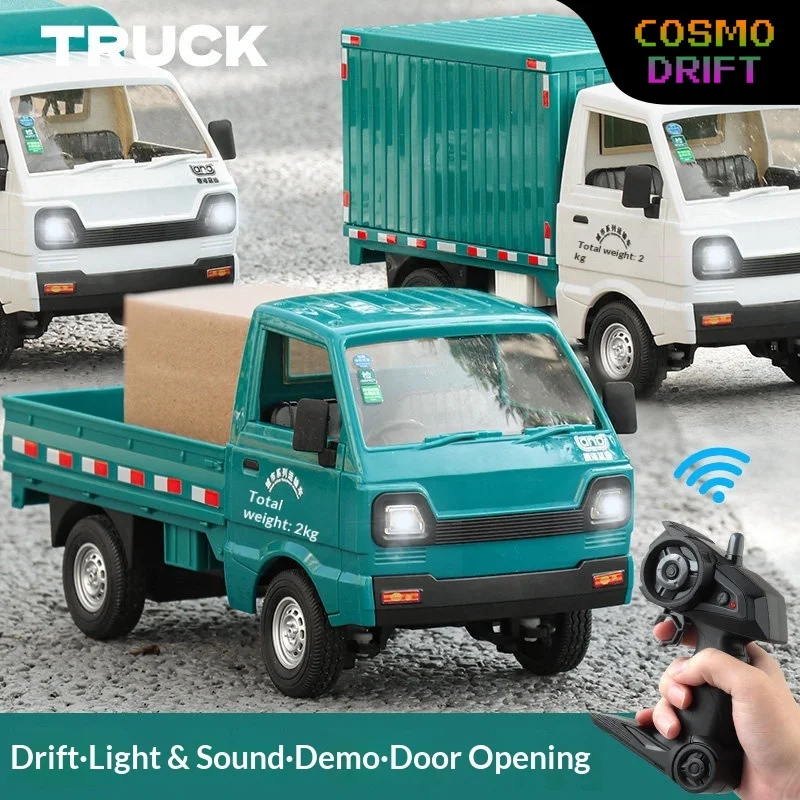 

Hot selling Remote Control Mini Cargo Truck Model With Sound Light Drift Door Opening Educational Toy For Boys Kids Toddlers