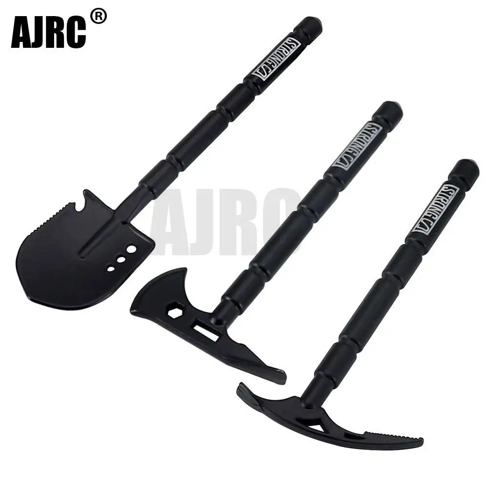 Black Metal Shovel/pickaxe/axe For 1/10 Rc Crawler Car Traxxas Trx4 Rgt Yikong Redcat Axial Scx10 D90 Rc4wd Decorative Parts