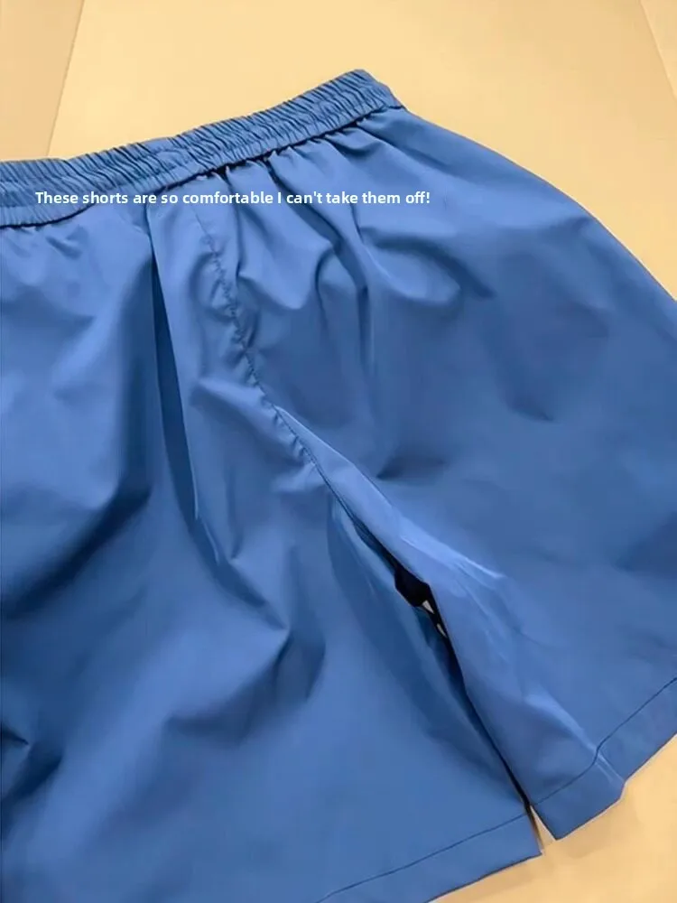 Trendy Slim Fit Sports Shorts Men's Lightweight Quick Dry Training Five-Quarter Length Side Cut Cool Breathable Beachwear