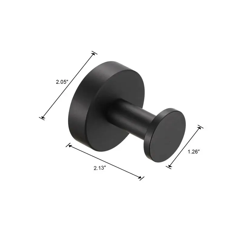 خطاف منشفة بقاعدة مستديرة باللون الأسود غير اللامع، عبوتان، للمدخل، وخزانة الأحذية، وخزانة الملابس، وأجهزة أثاث الحمام وغرفة النوم،