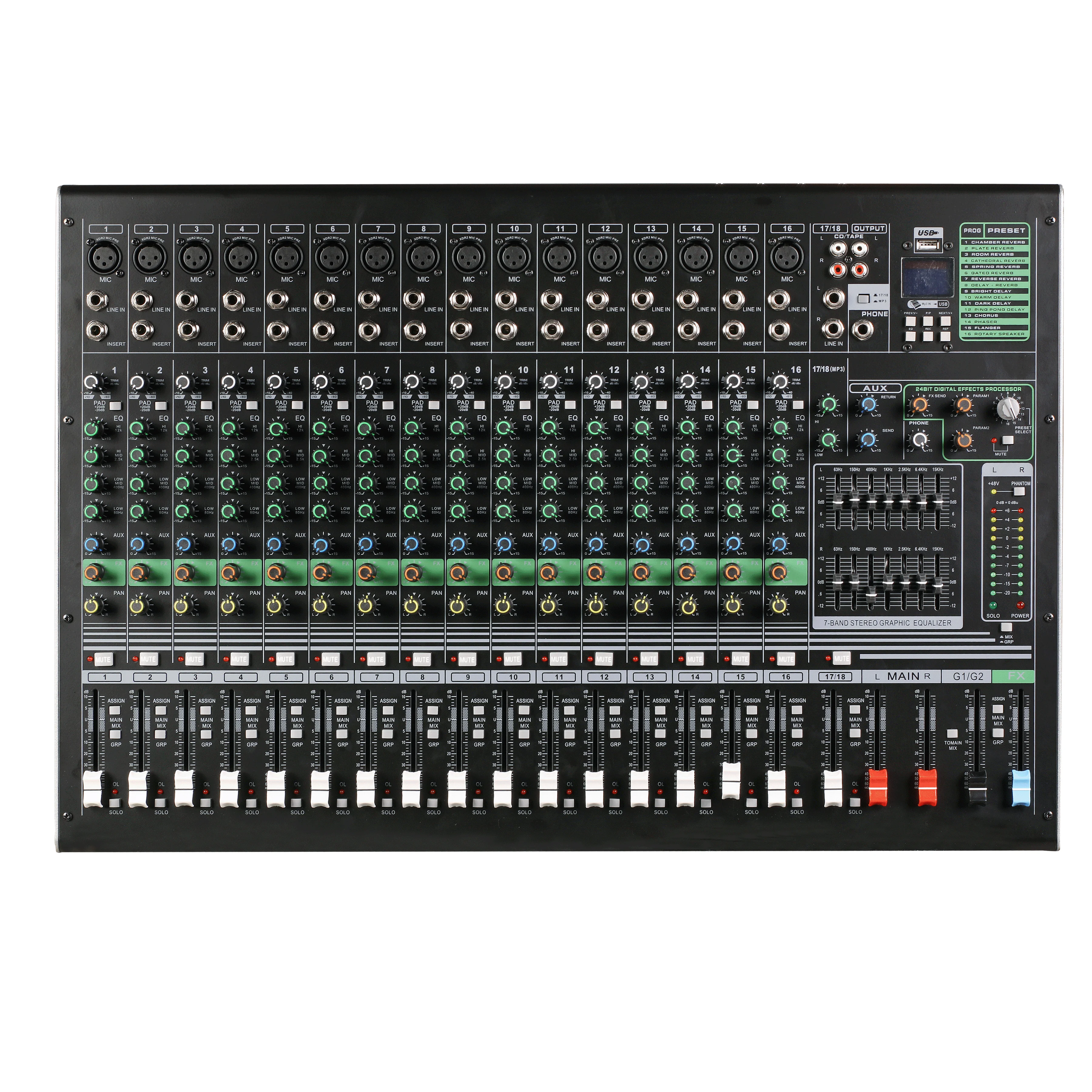 Stage Performance Singing KTV Party DJ Music Professional Metal & Plastic Powered Analog Audio Mixer Mixing Console for