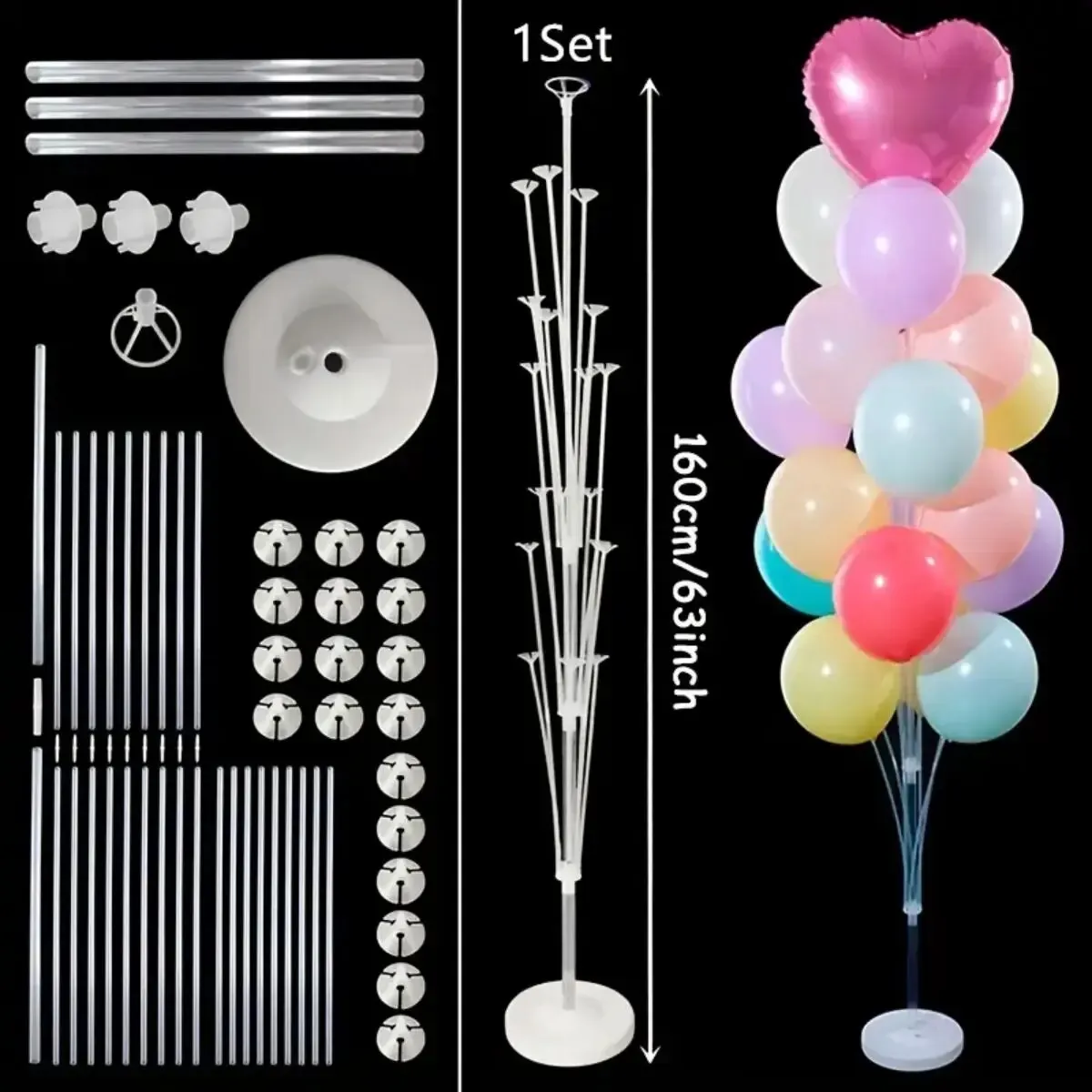 PE Balloon Stand Holder with 13/19 Tubes - Happy Birthday and Wedding Party Decoration Supplies