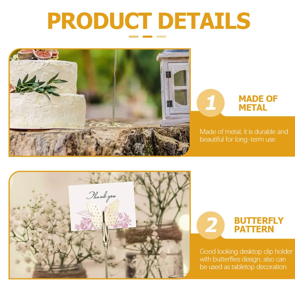 10Pcs Elegant Butterfly Table Number Holder Name Card Stand for Bridal Shower Engagement Party Table Centerpiece Photo Display