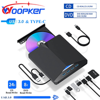 Woopker Multifunction DVD Player High Speed Data Transfer 7-in-1 Optical Drive USB 3.0 Type-c External Portable CD/DVD Reader