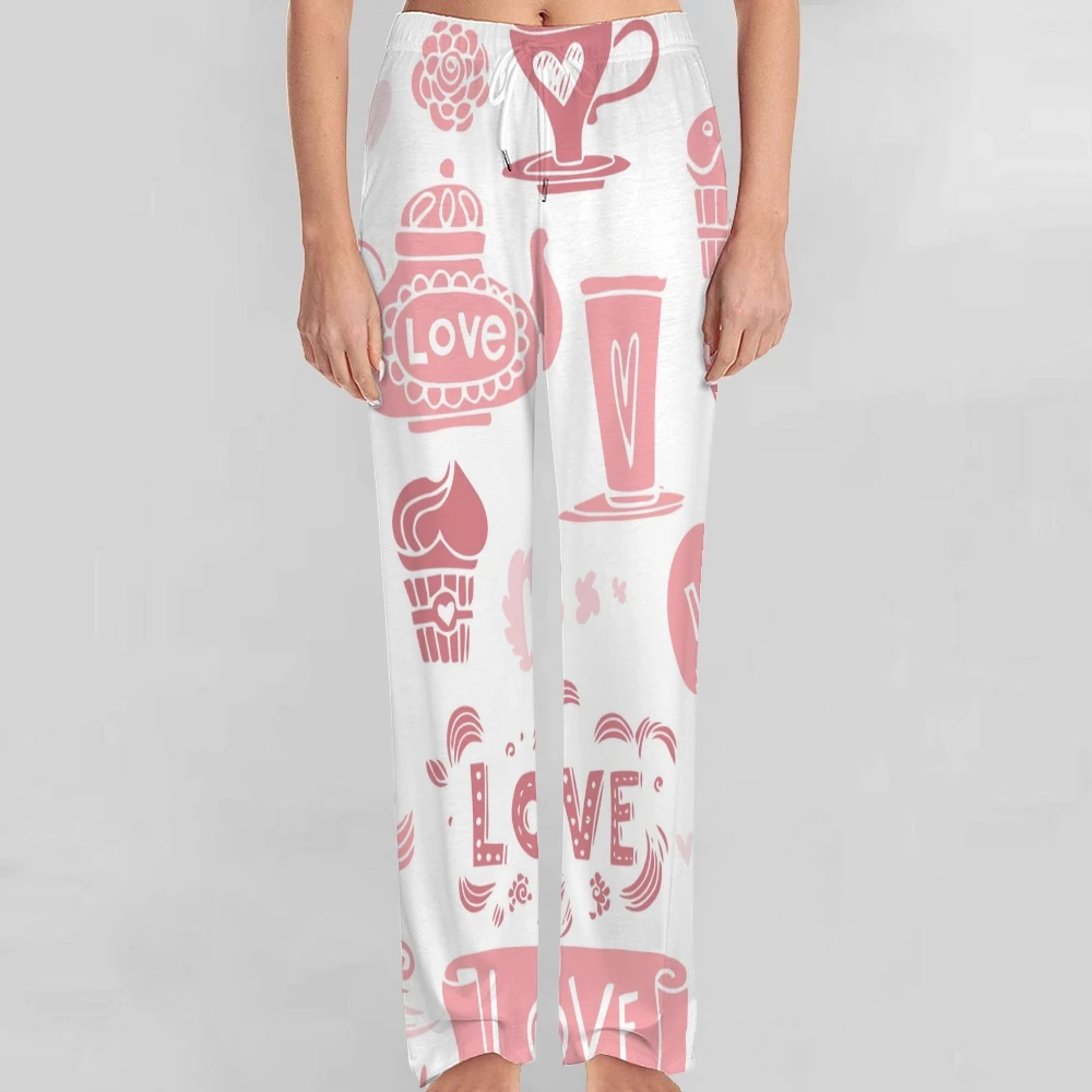 Love Pyjama Broek Heren Dames Loungebroek Superzacht Unisex Slaap Pyjama Broekje Met Zakken Trekkoord