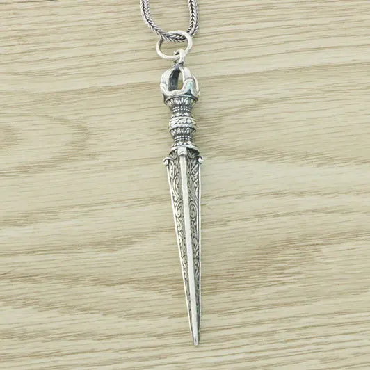 

Handsome retro Thai silver diamond pestle pendant necklace 925 silver male demon slaying pestle personality trendy accessories p