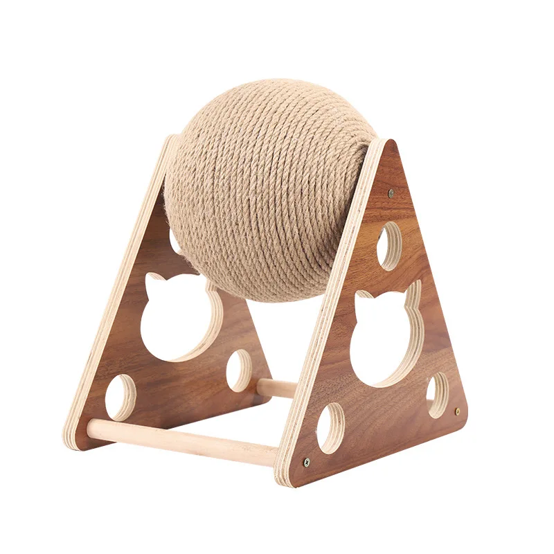 

Wooden Cat Clawing Pad with Scratching Ball Hand Wrapped Sisal Rope Cat Climbing Frame Durable Cat Scratching Post Assembly Toy