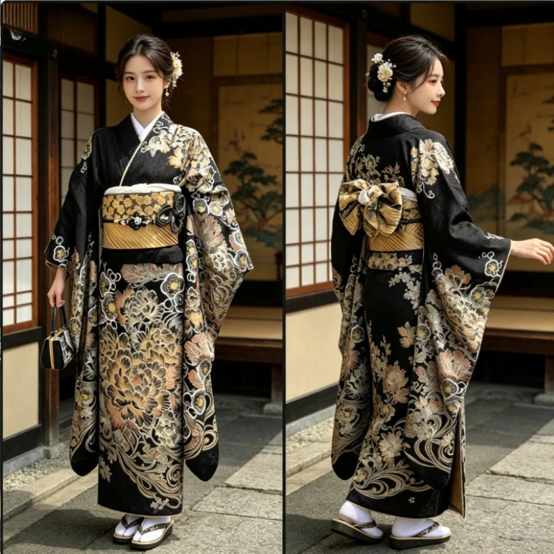 Nuevo y mejorado kimono japonés retro para niñas, ideal para retratos de estudio, cosplay y uso diario con temática informal.