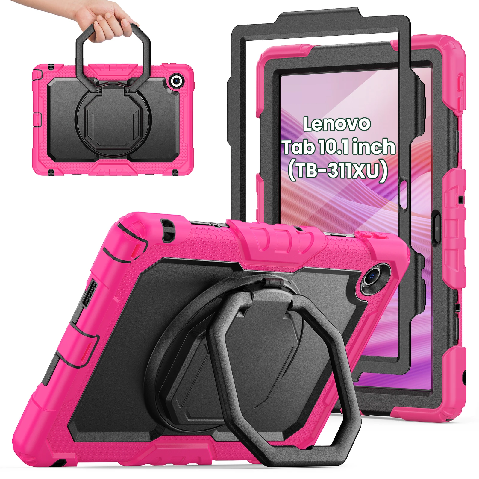 

360 Rotating Stand Case For Lenovo Tab 10.1 K10C 2025 TB311XU TB311FU ZAEH0019IN ZAEH0180IN ZAEJ0054IN Handle Grip Armor Cover