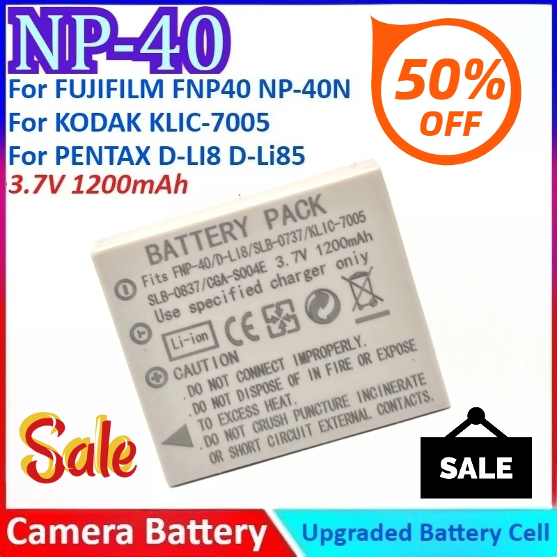 

1200mAh 3.7V NP-40 Camera Battery+Charger for FUJIFILM FNP40 NP-40N for KLIC-7005 KODAK for PENTAX D-Li85 for SAMSUN SLB-0737