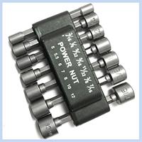 AS63-14 PCS Power Nut Driver Bit Set WITHOUT MAGNETIC Metric Socket Wrench Screw 1/4 Inch Driver Hex