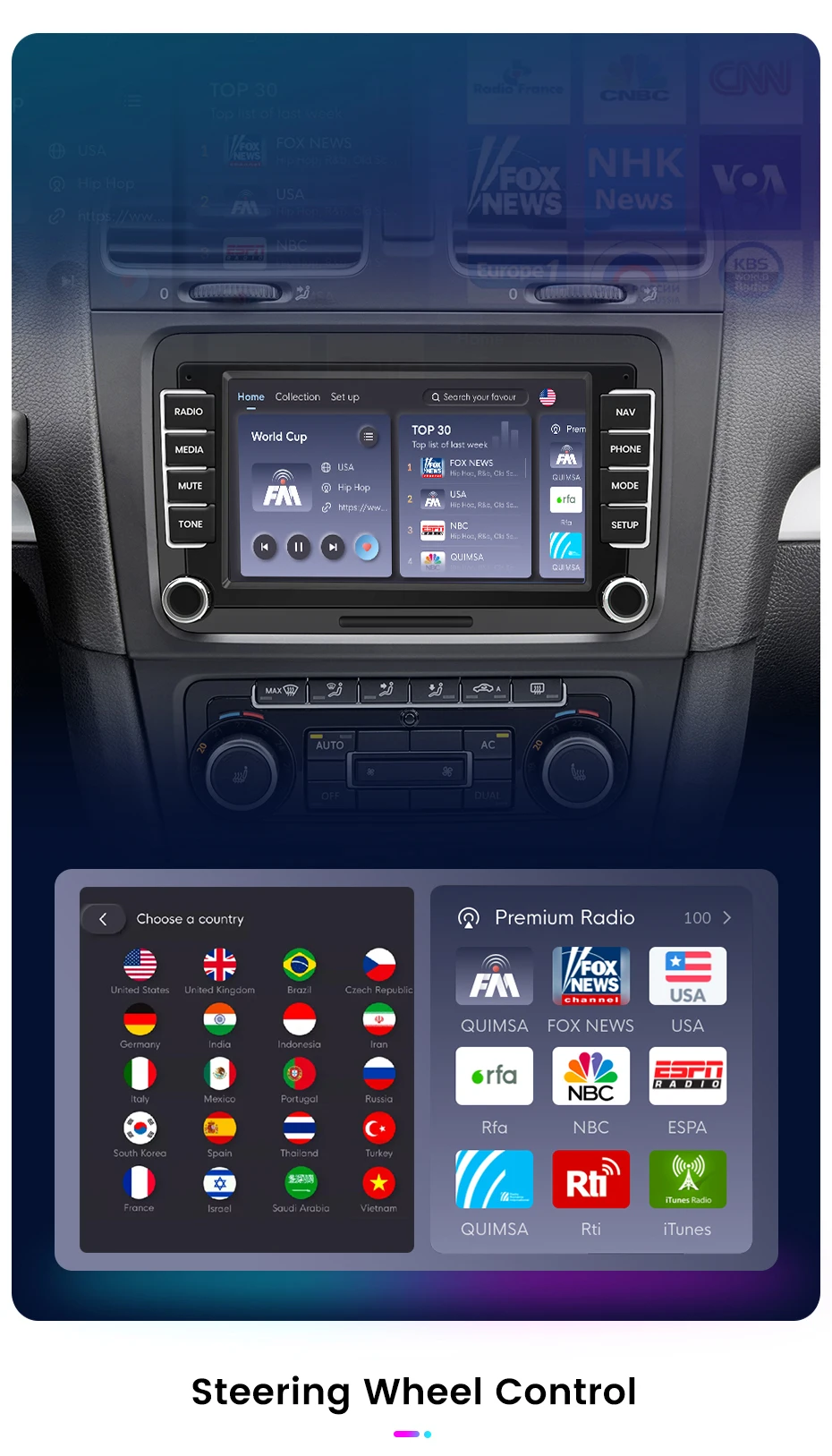 Junsun 7 "Wireless Carplay Android Auto Auto Radio für VW Passat B6 B7 T5 Tiguan Touran GOLF 6 POLO Stereo GPS Multimedia Player – Detail 20