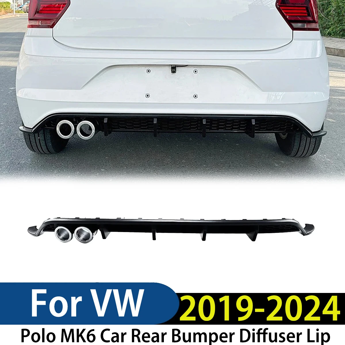 

Для Volkswagen Polo MK6 2019-2024 автомобильный задний бампер, диффузор, разветвители для губ, спойлер, защитная защита, комплект кузова, модификация, внешний вид