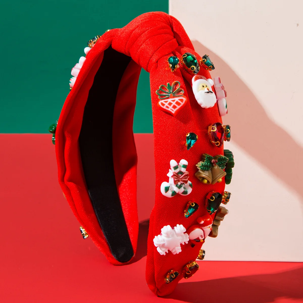 جديد عيد الميلاد النسيج معقود حجر الراين الراتنج عقال للنساء الثقيلة الحرفية حزب الشعر التبعي #3