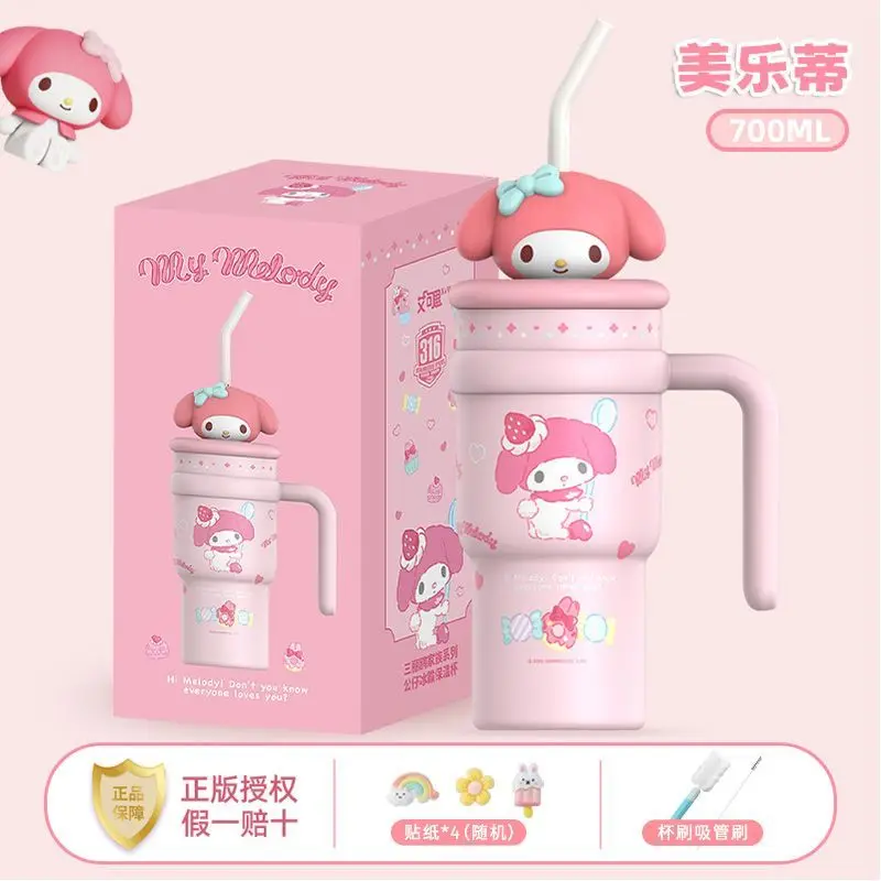 

Sanrio SUS316 термос HelloKitty соломенная ручка чашка детская анимация моя мелодия портативный домашний офис 700 мл пара автомобильных чашек