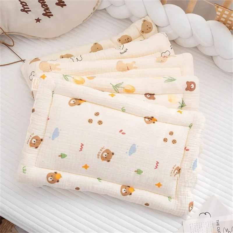 

Newborn Pillow Baby Pillow with Cartoon Pattern Breathable Pillow Stroller Pillows Flat Pillow for Kid 0-12 Month