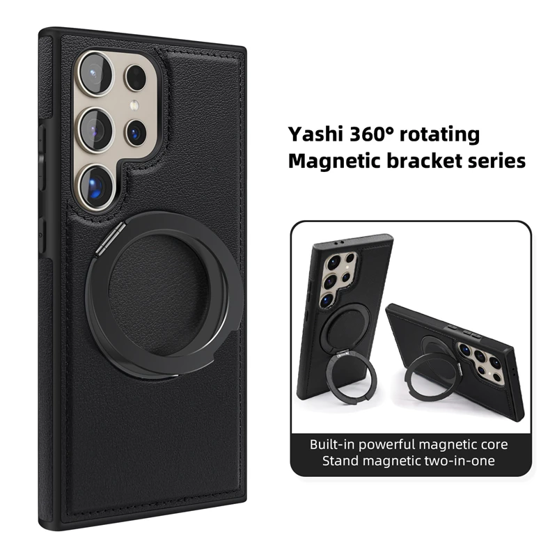 360 Rotating Metal Ring Stand Macsafe Magnetic Case for Samsung Galaxy S24 Ultra S23 S22 Plus S24Ultra S 24 Magsafe Holder Cover