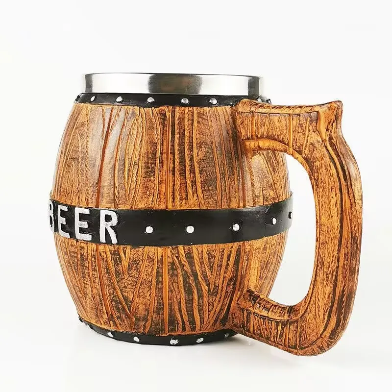 

550ml Viking Mug Collection Stainless Steel Insert Resin Beer Tankard Coffee Cup Halloween Friends Gift