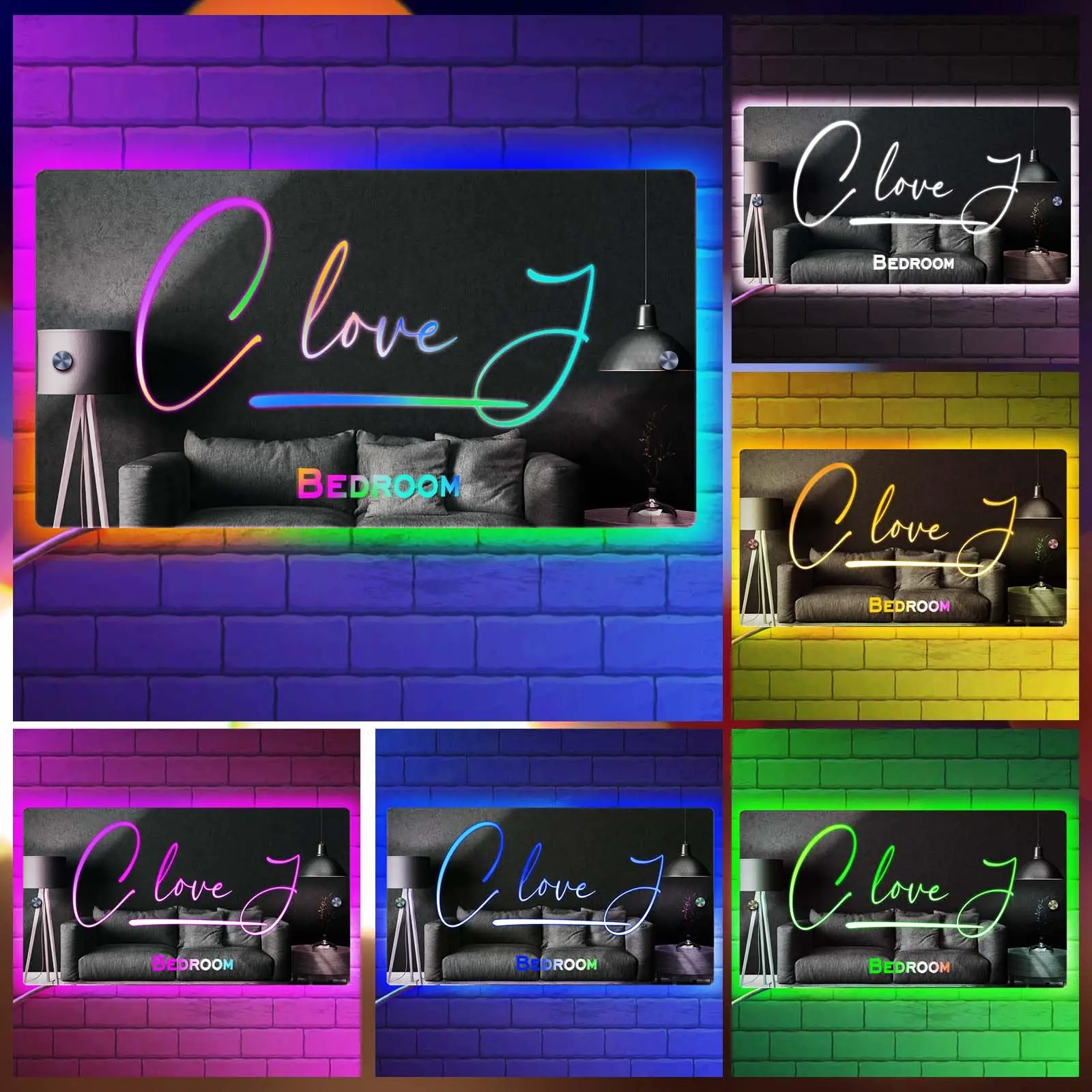 개인화 된 사용자 정의 이름 거울 발광 다이오드 조명 거울 침실 거실 벽 장식 거울 엄마 사용자 정의