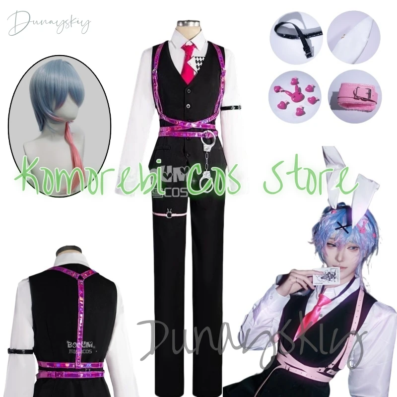

Mikku Rabbit Hole Cosplay Costume Vest Shirt Pants Black Top Pant Full Set Men Ver Halloween Roleplay Customized