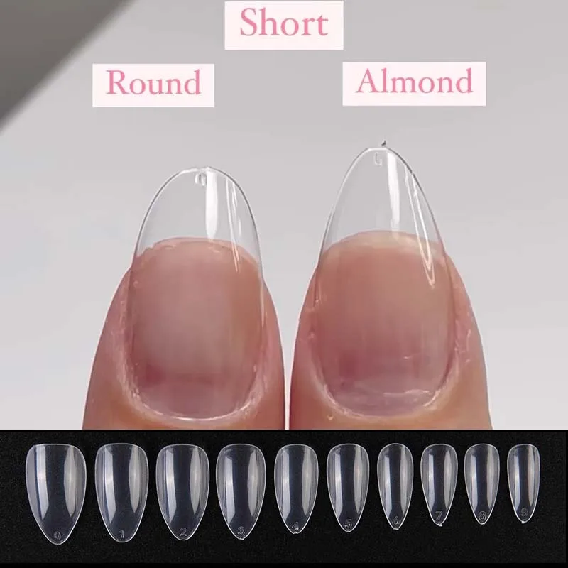 120Pcs Soft Gel Short Almond Fake Nail Tips Extension System Sculpted Full Cover Nail Ballerinas Capsules Press On Tips