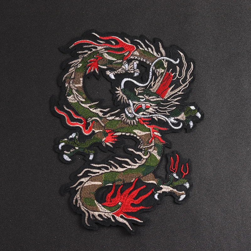 Large Chinese Loong Size: 31x23cm Embroidered Patch Iron on for Clothes Backpack Badge Diy Clothing Sticker Applique