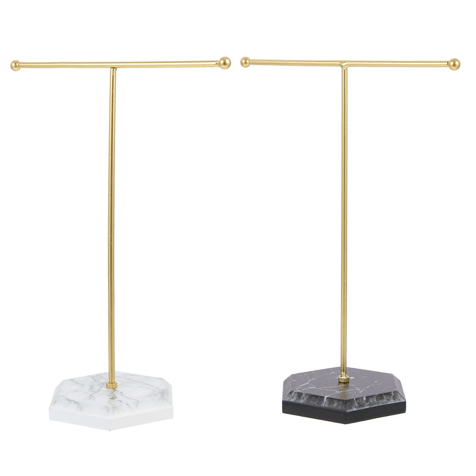 

2Pcs T-Shape Jewelry Display Rack Premium Sturdy Base Anti-Tip Earring Necklace Bracelet Organizer for Home Table Nightstand