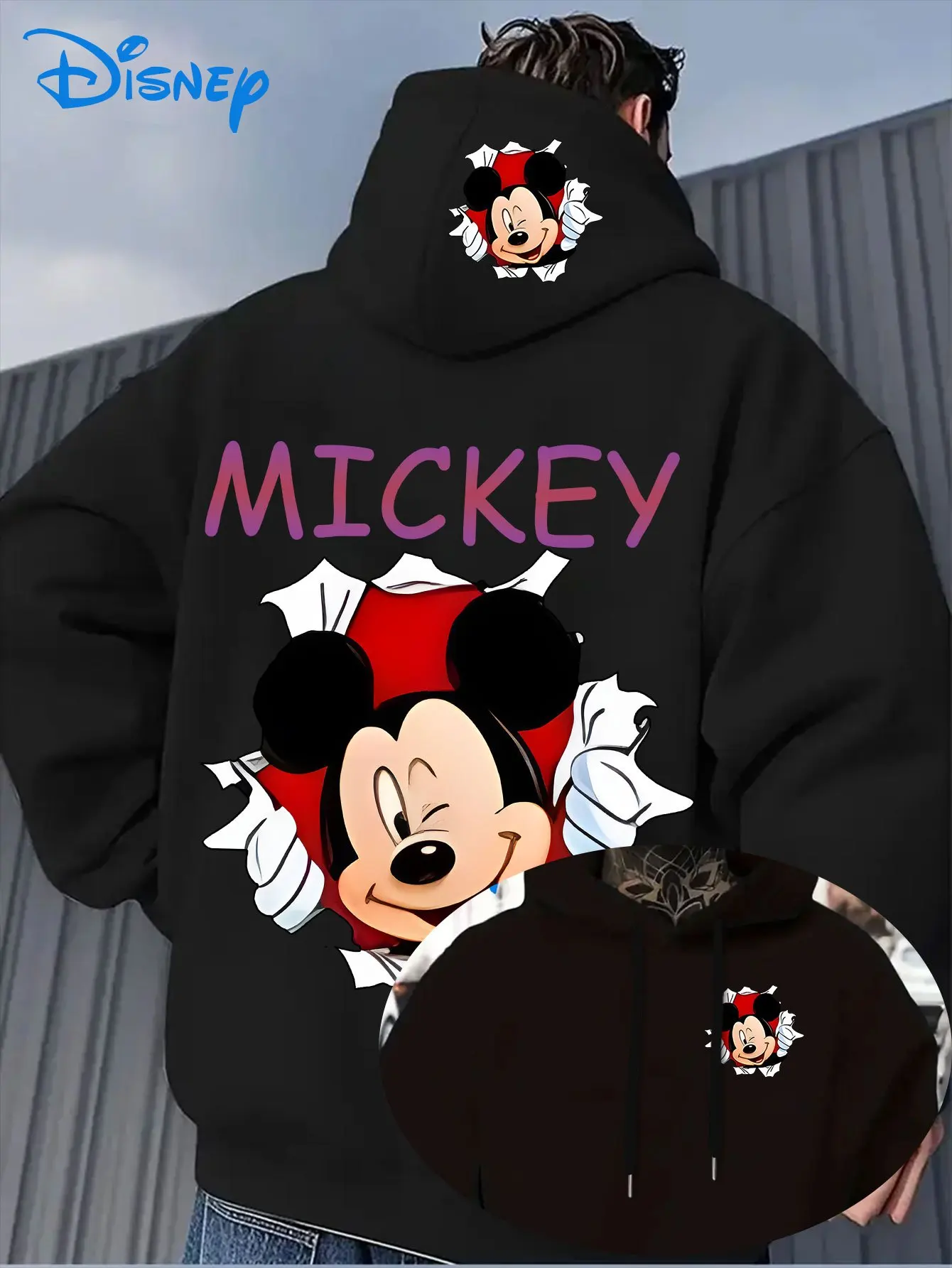 

Мужские толстовки с капюшоном Disney для забавной пары Микки и Минни, женский свитшот, пуловер унисекс, осенне-зимняя флисовая куртка с капюшоном большого размера