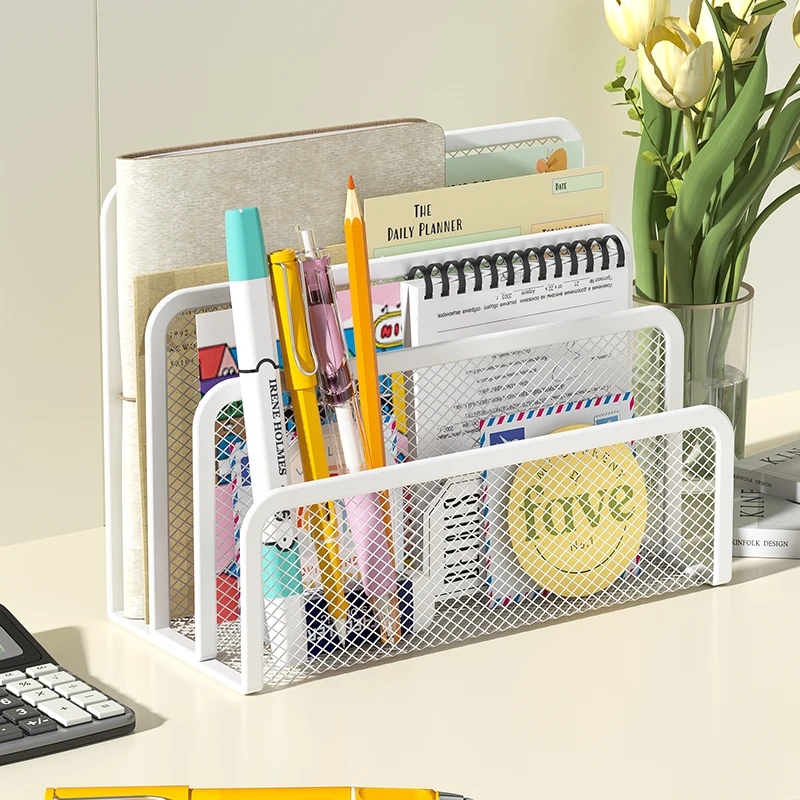 Desk Mail Organizer Small File Holders Letter Organizer Metal Mesh Document/Filing/Folders/Paper Organizer for Desktop