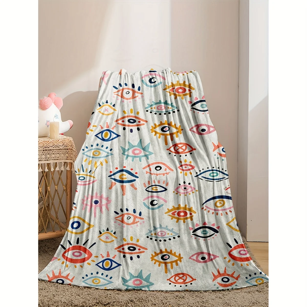 Evil Eye Throw Blanket Super Soft Flannel Style Blanket for Sofa Sofa Bed Camping Travel Plush Warm Comfortable Home Bed Decor