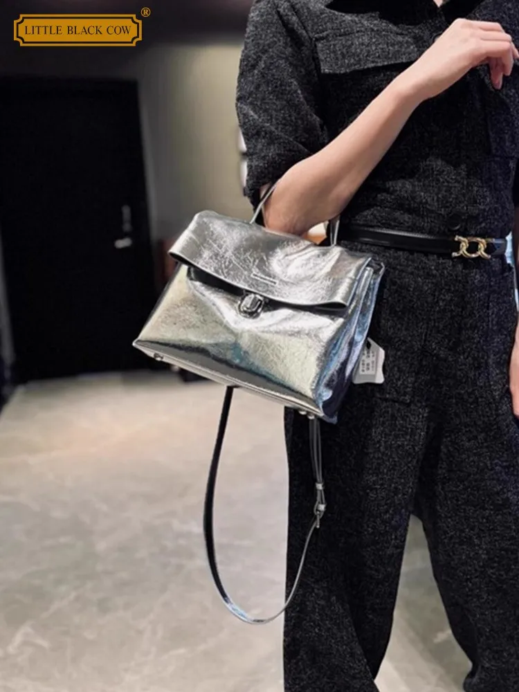 

Дизайнерская женская универсальная сумка-тоут из натуральной коровьей кожи с клапаном и застежкой, модная дамская сумка через плечо/на предплечье