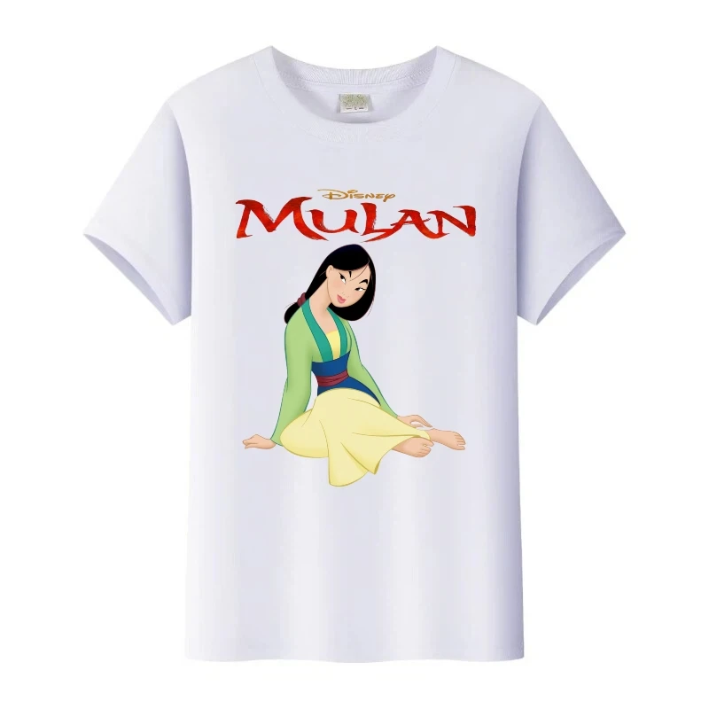 

Модная футболка с графикой Disney Mulan, детские футболки с короткими рукавами, топы для девочек Y2k, женская свободная футболка в готическом стиле, летние семейные блузки