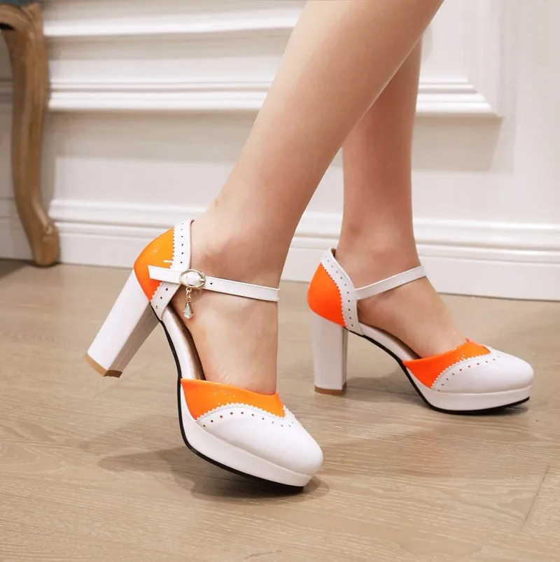 Lolita Girls Mary Janes Women High Heels Shoes Platform Ankle Warp Sweet Dress Party Wedding Shoes Bridal Princess Pumps Sandals