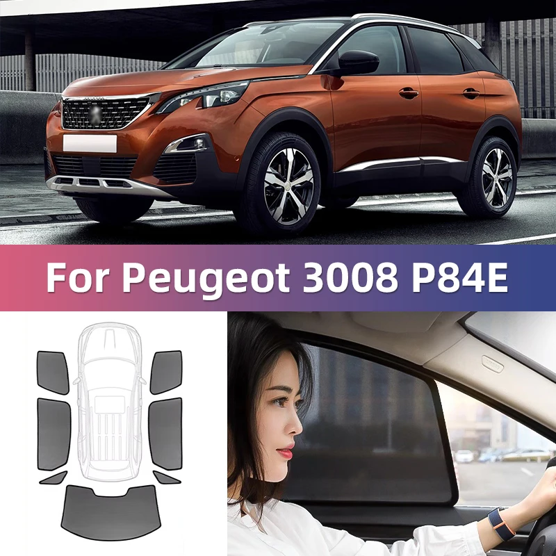 

For Peugeot 3008 P84E 2016-2023 Magnetic Car Window SunShade Shield Front Windshield Rear Side Curtain Sun Shade Visor