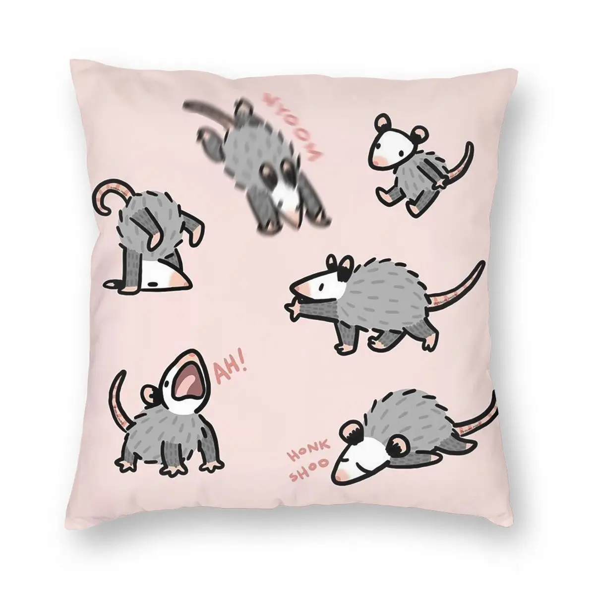 

Квадратная наволочка с милым рисунком опоссума, декоративная наволочка на молнии, удобная декоративная подушка для дома и спальни