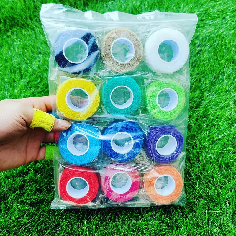 12Pcs Protective Self-adhesive Elastic Bandage Colored Non-woven Self-adhesive Bandage Tattoo Finger Bandage