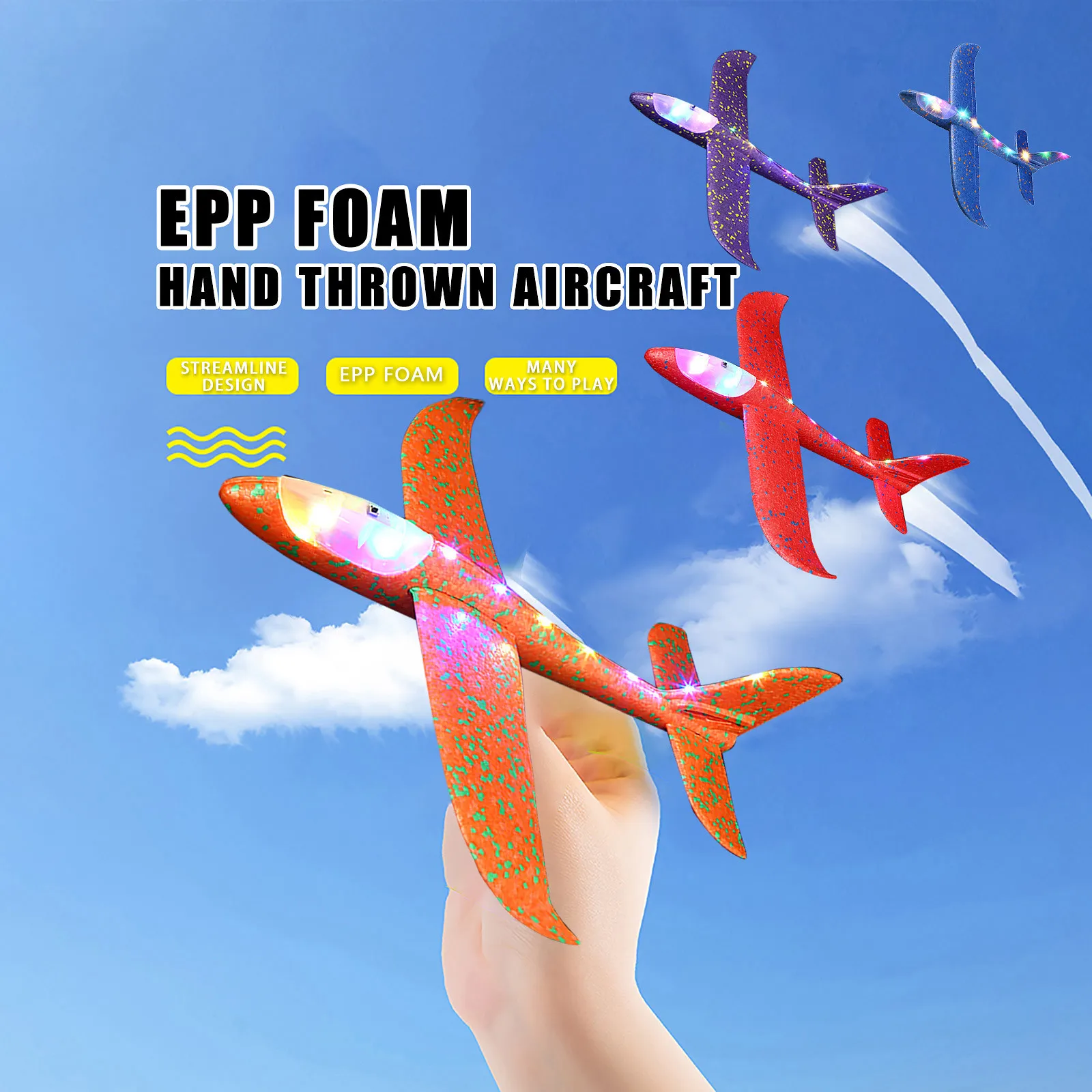 Foam Throwing Glider Airplane Aircraft Toy Hand Airplane Model Hand Throw Flight Glider Aircraft Airplane DIY Luminous Toys