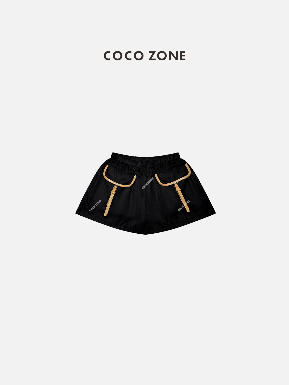 

Faionable Bla ket Design orts Versatile Straight Leg Pants Street Sle Casual Wear Nylon Fabric Spring Summer