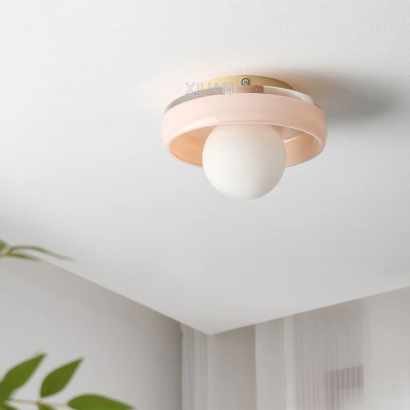 Modern Colorful Glass Ceiling Lamps Orange Coffee Green Pink Glass Wall Sconces Cloakroom Hallway Aisle Entrance Ceiling Light