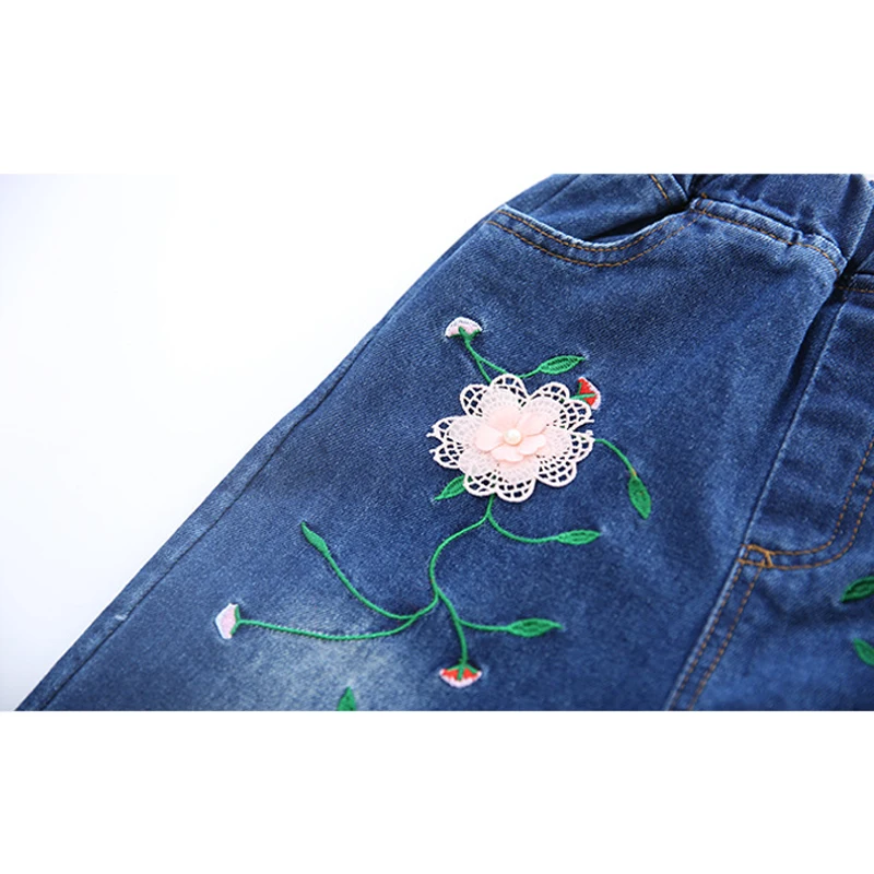 Baby Girl Cowboy Suits 2021 Kids Clothing Set 4 6 8 10 12 14 Years Girls Cotton Casual Denim Jacket + Jeans 2pcs Flower Outfits