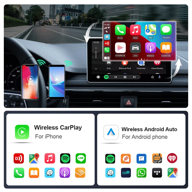 Xiaomi 2 in 1 Wireless CarPlay Adapter Android Auto for Car 5G WiFi Plug Play Fast Connection Universal Fit for iPhone Samsung
