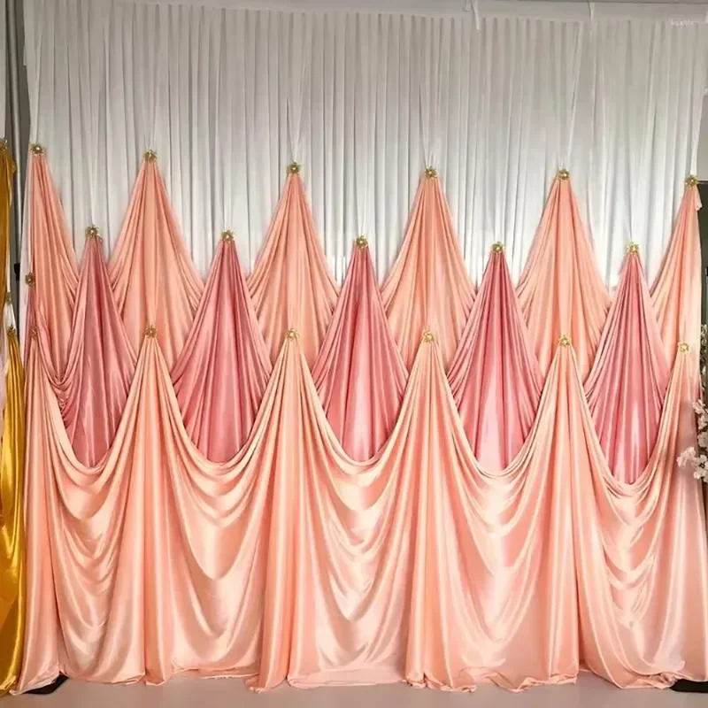 Modern Wedding Backdrop Curtain Luxury Silk Cross Ribbon Floral Pattern Eco Friendly Decoration for Indoor Outdoor Ceremony