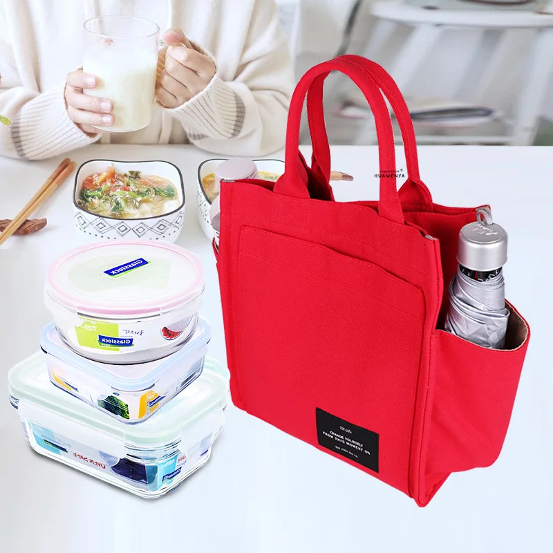 Canvas Bag Multi-Functional Mummy Bag with Handbag Going out Rice Bag Large Capacity Lunch Box Bag Lunchbox Bag