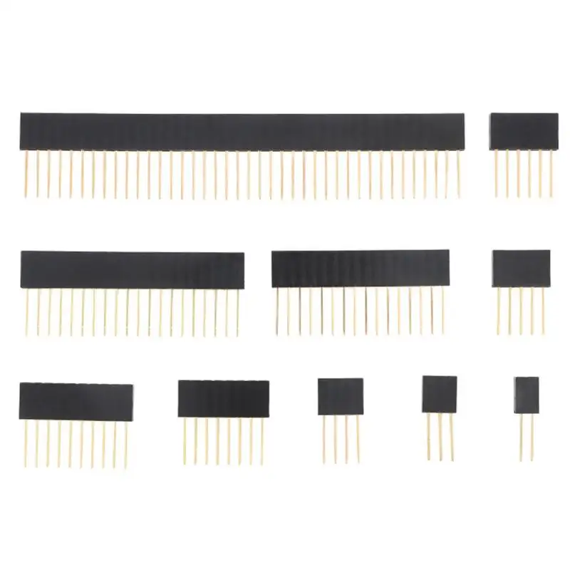 10PCS 2.54mm Single Row Female Long Pins 11mm Breakaway PCB Board Pin Header Socket Connector 2/3/4/5/6/8/10/15/20/40Pin