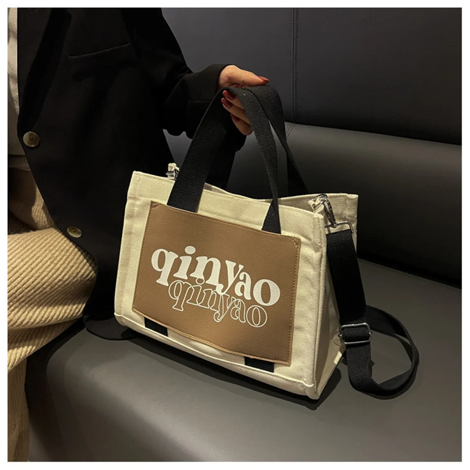 Canvas handbag women Korean style fashion tote bag women multifunctional lightweight casual hundred shoulder crossbody bag women