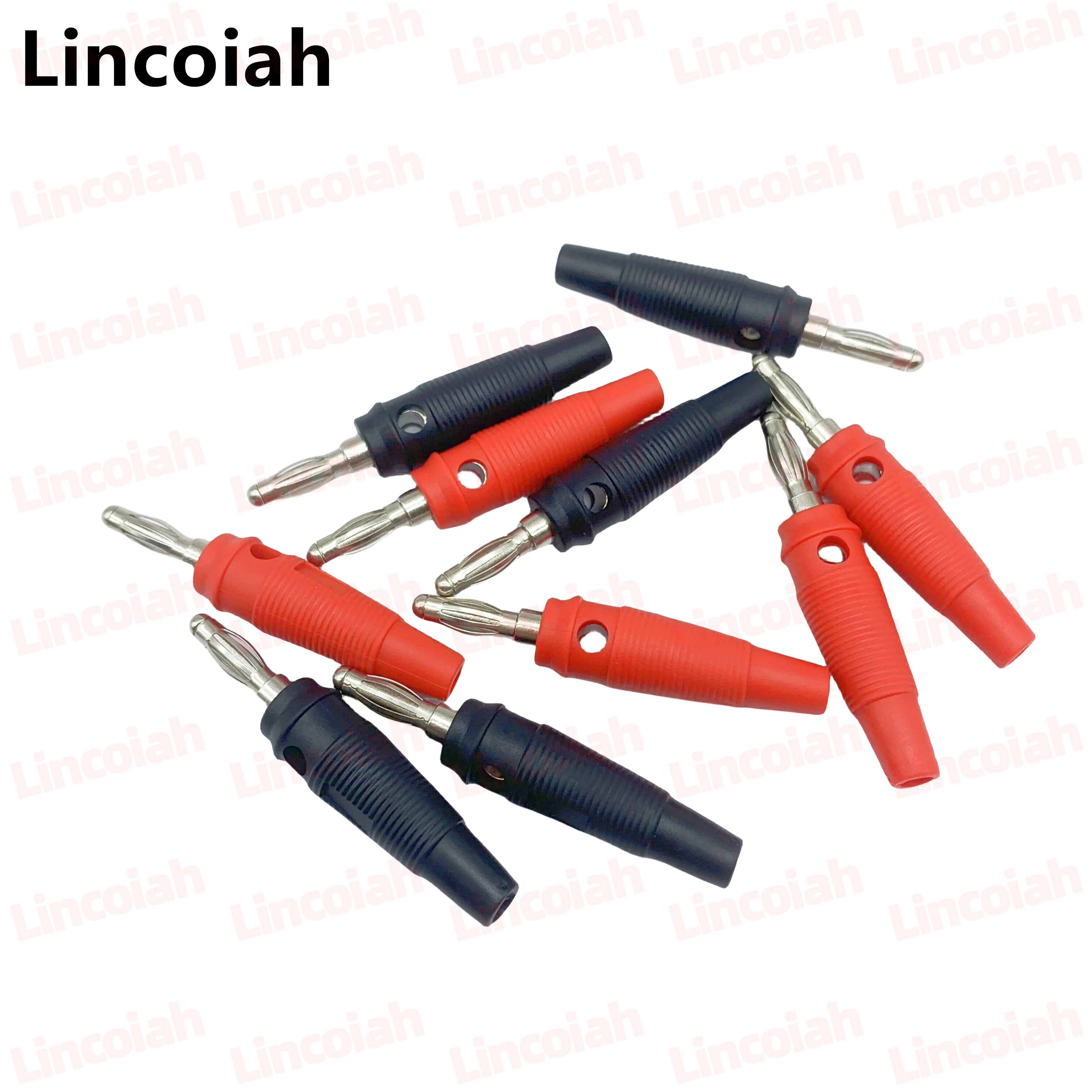 10Pcs/lot Red and Black 4mm Solderless Side Stackable Banana Plug